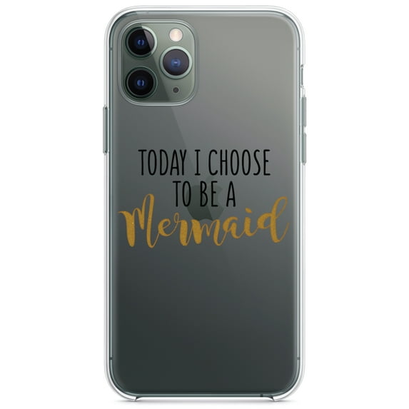 DistinctInk Clear Shockproof Hybrid Case for iPhone 12 MINI (5.4" Screen) - TPU Bumper Acrylic Back Tempered Glass Screen Protector - Today I Choose to be a Mermaid