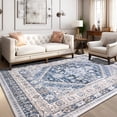 thumbnail image 2 of Alfombra Area Zesthome, resistente a las manchas, lavable, 240 x 360 cm, azul y beige, 2 of 7
