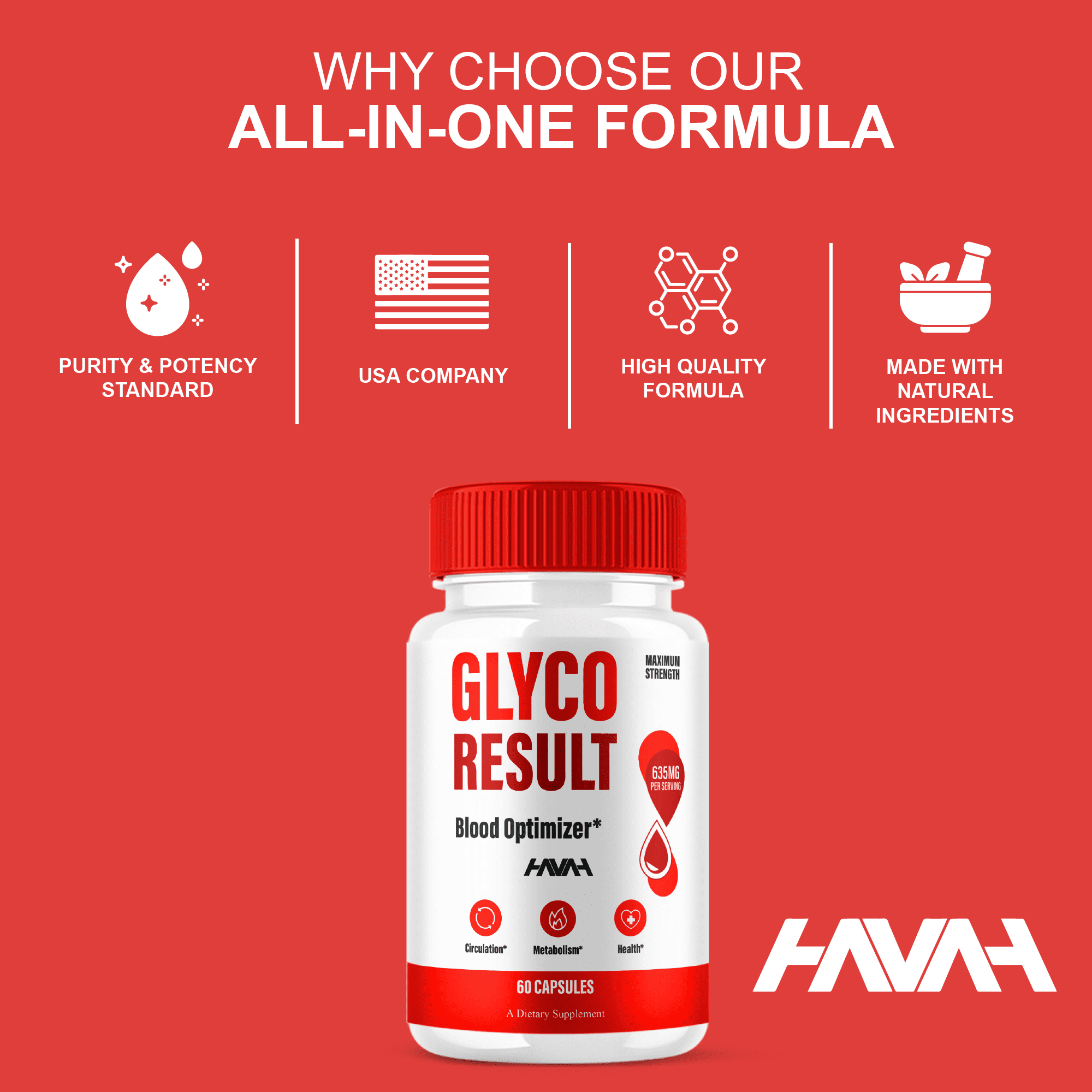 (2 Pack) Glyco Result Blood Optimizer, Glyco Result Supplement (120 Capsules)