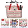 thumbnail image 2 of Tote Bag for Women - White Christmas Folk Pattern Shoulder Bag - Large Utility Work Duffle Bag with Zipper Handbag for Travel, Work, Sprots, 2 of 5