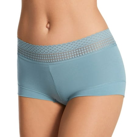 Women s Maidenform 40859 Dream Cotton Boyshort Panty with Lace (Sunday Morning Blue 5)