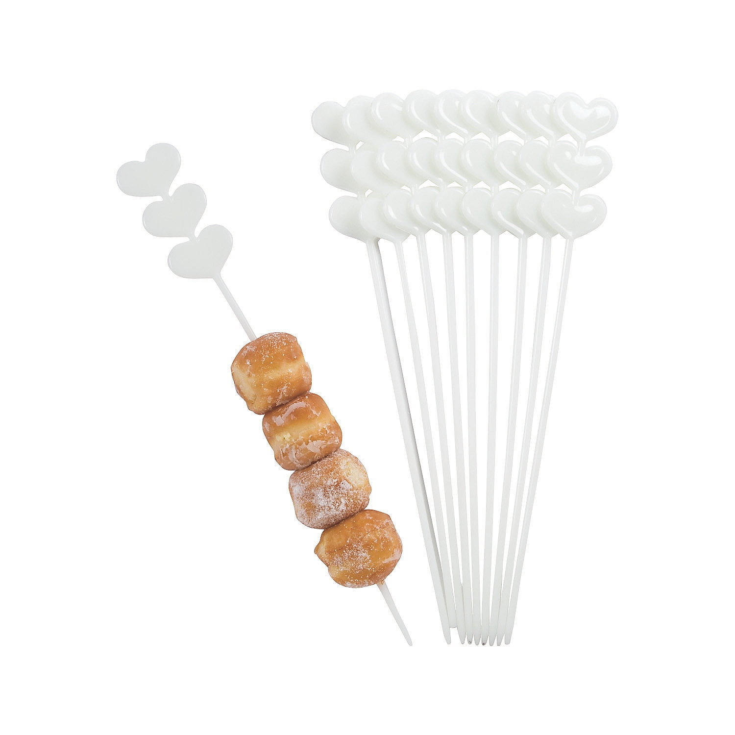 White Plastic Heart Skewer Sticks (25Pc) Party Supplies 25 Pieces
