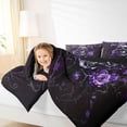 thumbnail image 3 of Homewish Goth Sugar Skull Full Size Comforter Sets,Purple Romantic Rose Bedding Comforter Set,Halloween Duvet,Black Reversible,3-Piece,1 Comforter and 2 Pillowcases, 3 of 7
