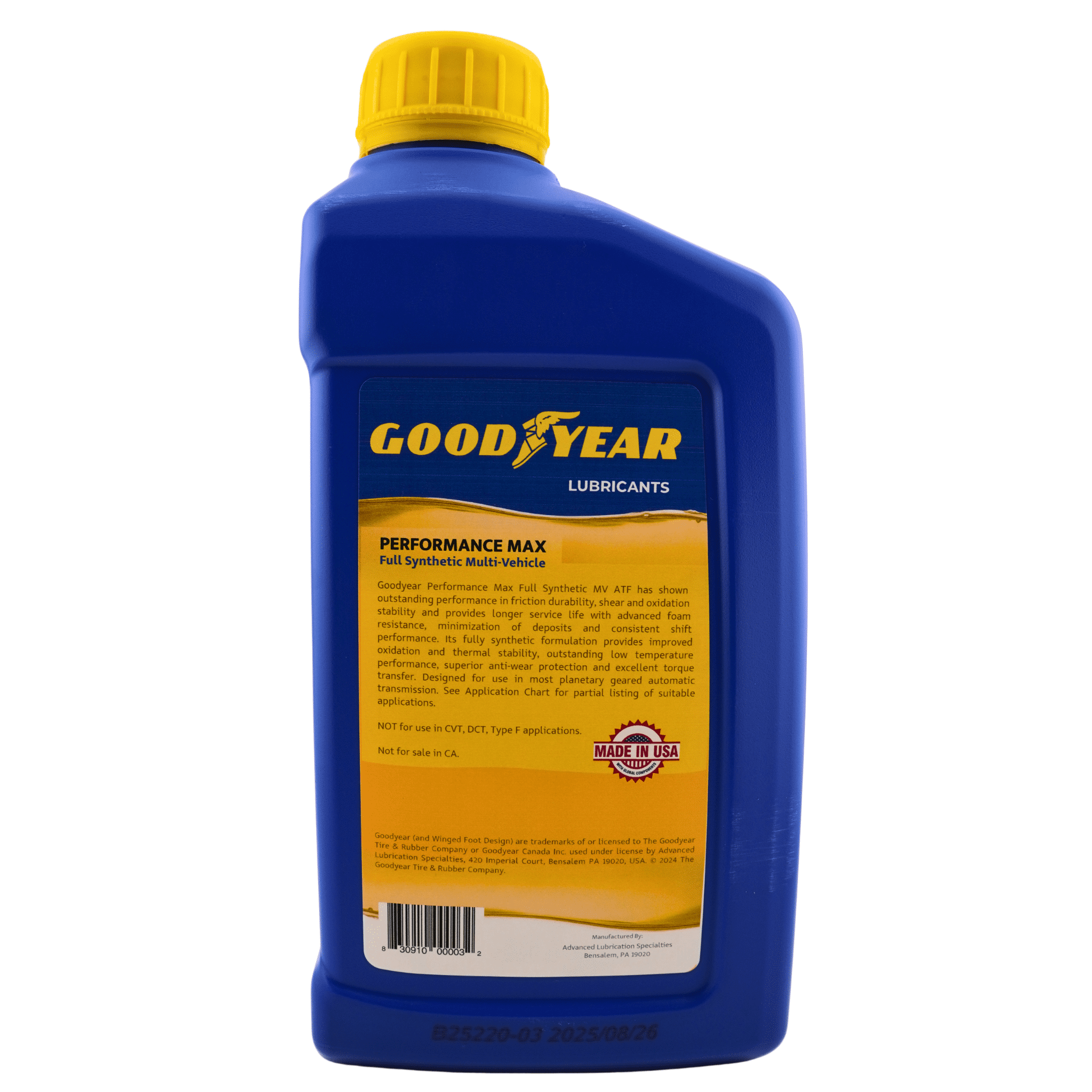 Full Synthetic Multi-Vehicle/Universal Automatic Transmission Fluid Performance Max – 1 Quart (Case of 12)