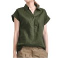 thumbnail image 1 of Tops de camisa sólida de manga corta con cuello vuelto a la moda para mujer Fridja  ghk7354, 1 of 9