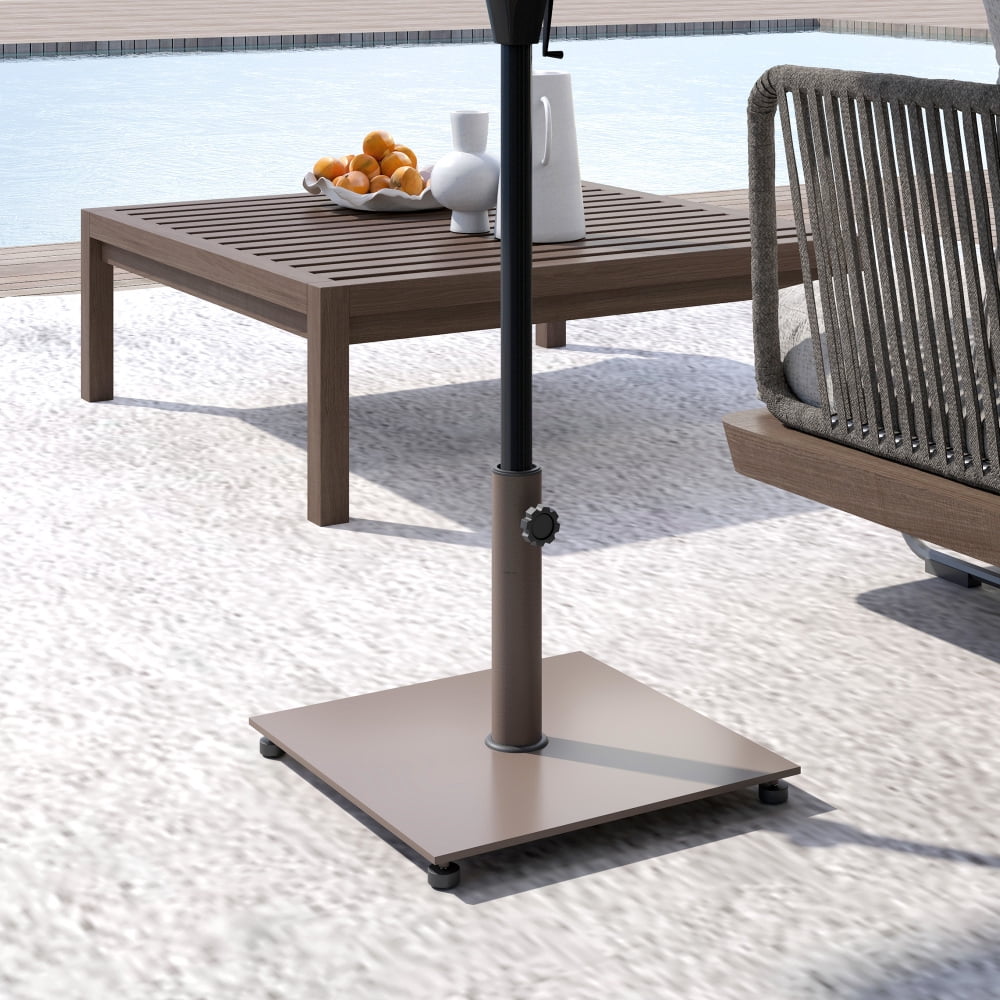 29 lb Heavy Duty Metal Patio Umbrella Base Square Outdoor Umbrella Stand Brown