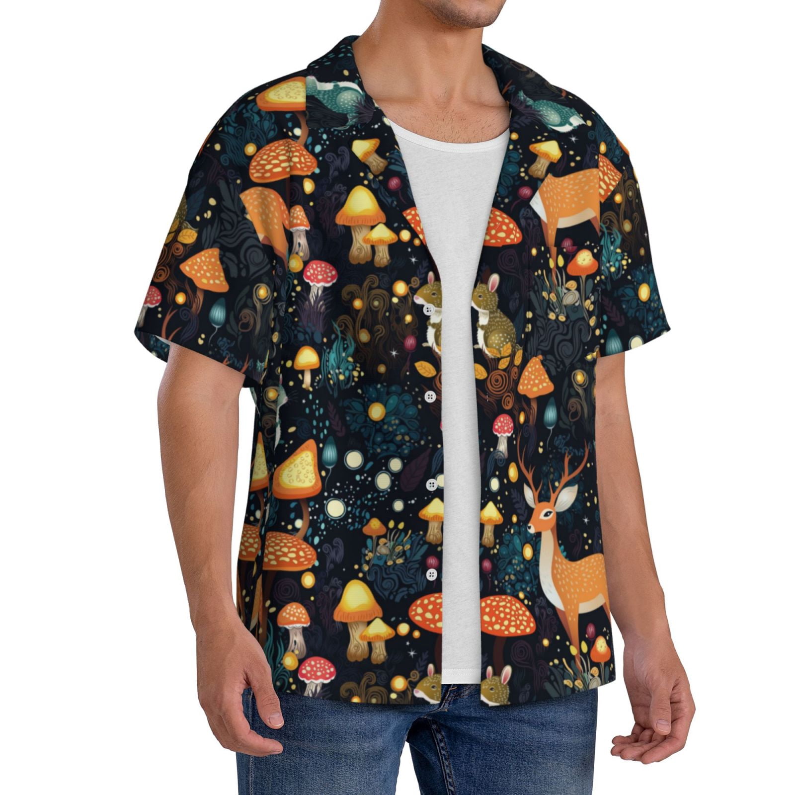 Kdxio Men's Hawaiian Shirt for Men Short Sleeve Shirt Forest Elf Summer Casual Holiday Beach Button Down T-Shirts