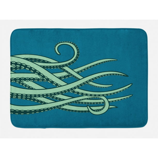 Sea Monster Bath Mat Long Curving Tentacles Of An Octopus Sea Creature Plush Bathroom Decor Mat With Non Slip Backing 29 5 X 17 5 Almond Green Sea Blue By Ambesonne Walmart Com