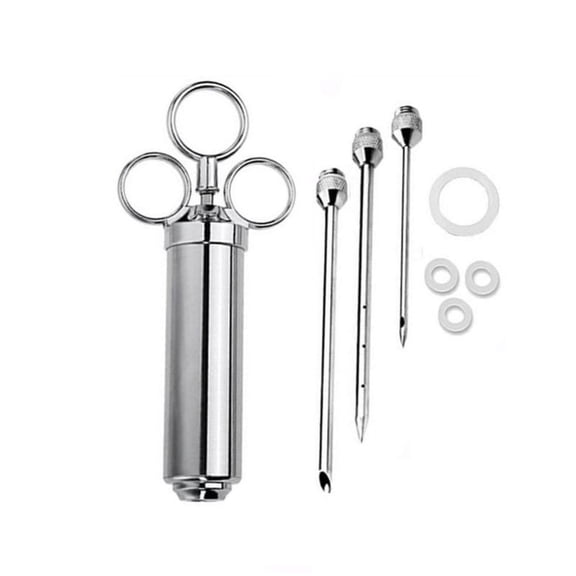 AOOOWER Stainless-Steel Meat Injections Syringe Kit Poultry Marinade Flavours Injector BBQ Grills & Smokers Accessories Easy Use
