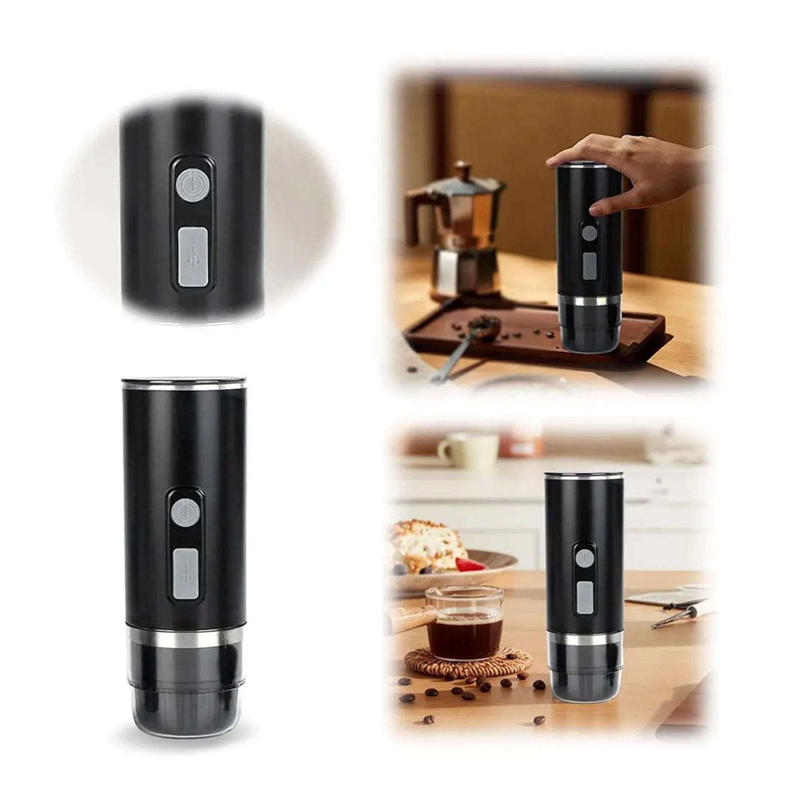 3-in-1 Travel Coffee Maker Fit For Capsule/Powder Electric Espresso Machine For Car & Home Camping Travel ,Portable