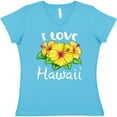 thumbnail image 3 of Inktastic I Love Hawaii Hibiscus Flowers Women's V-Neck T-Shirt, 3 of 5