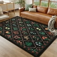 thumbnail image 6 of Garvee Floral Print Area Rug 10'x13' Farmhouse Accent Carpet with Non-Slip Backing, Washable Rug Soft Low Pile Indoor Mat for Living Room Bedroom Home Office, Black, 6 of 8