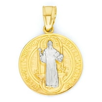 Solid 14k Gold Saint Benedict Medal Pendant - Religious Jewelry Gifts for Communion