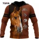 thumbnail image 3 of Sudadera con capucha de caballo colorido con estampado 3D de caballo marrón, sudadera con capucha de moda Harajuku para otoño, sudadera informal, jersey unisex, 3 of 5