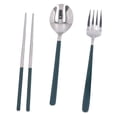 thumbnail image 3 of Travel Utensils Set, Fade  Stainless Steel Flatware Set   Wide Applications  For Restaurants For Hotels Green Silver, 3 of 8