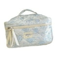 thumbnail image 1 of Bolsa de Maquillaje de Viaje Acolchada, Bolsa de Maquillaje de Flores, Bolsa Organizadora de Lavado con Asa de Gran Capacidad, para La Familia Azul, 1 of 8