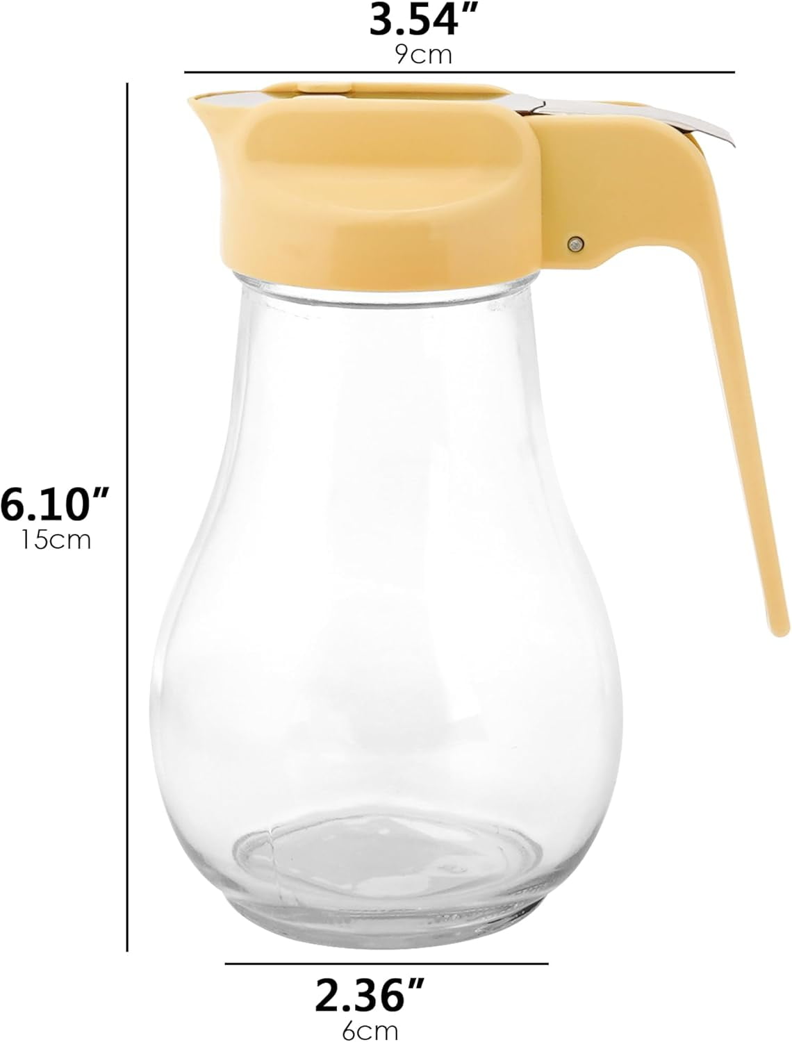 CATPAN 13.5 Oz Syrup Dispenser, No-Drip Pourers for Maple Syrup, Oil Dispenser Bottle with Non-Slip Handle, Honey Jar & Sirop Container, Reusable Syrup Bottle for Kitchen (Yellow)