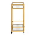 thumbnail image 4 of Maklaine Contemporary 36" X-Accent Metal Bar Cart in Brass Finish, 4 of 8