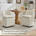 thumbnail image 5 of Furvclv Rolling Barrel Chair Set Of 2, Round Upholstered Dining Chair With 360° Swivel Universal Wheels, Comfy Chenille Accent Sofa Couch For Dining Room Living Room, 5 of 9