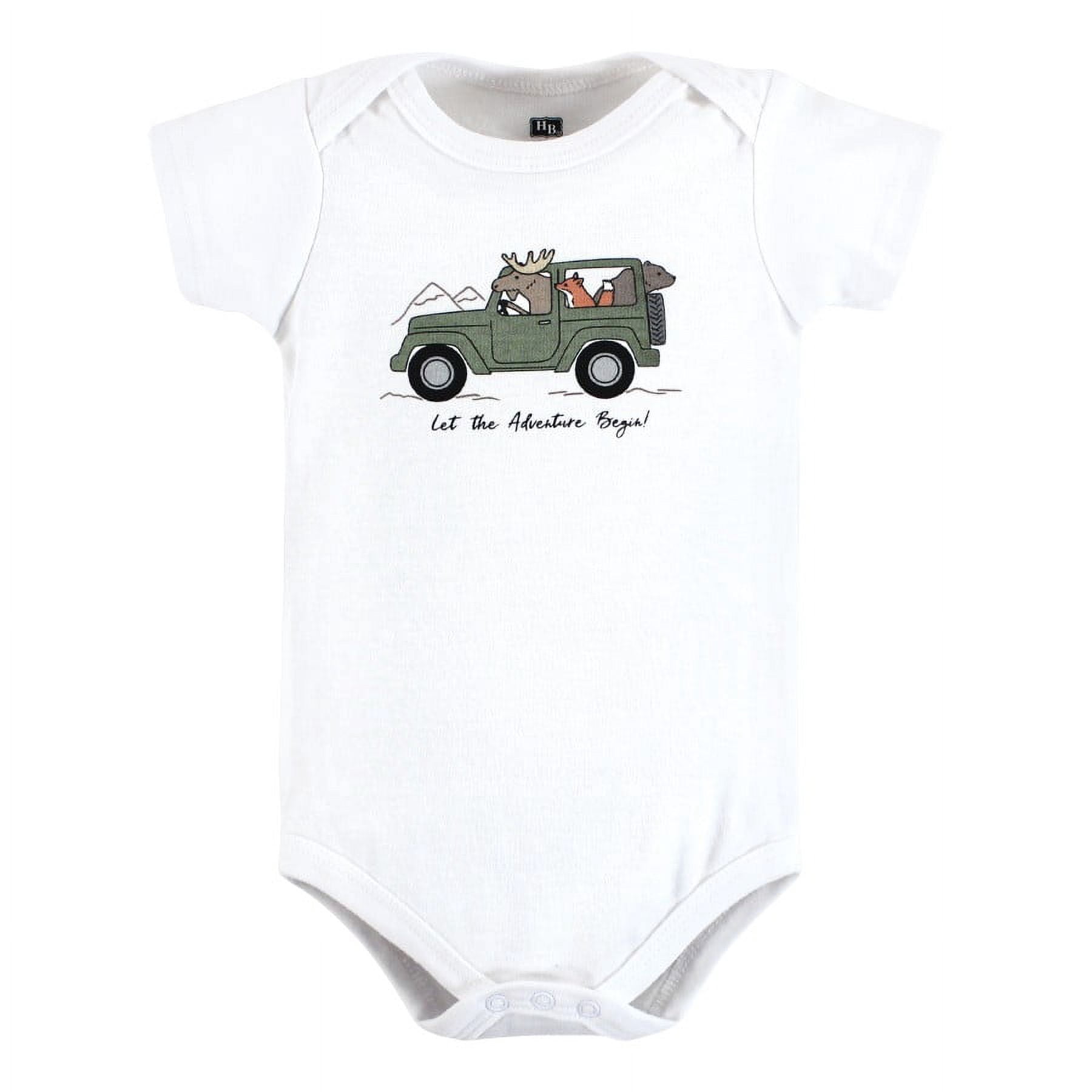 Hudson Baby Cotton Bodysuits, Animal Adventure, 12-18 Months