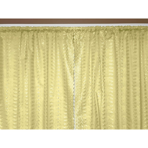Cotton Eyelet Window Curtains Scalloped Sides (2 Piece Set) 42" Wide Panels Yellow