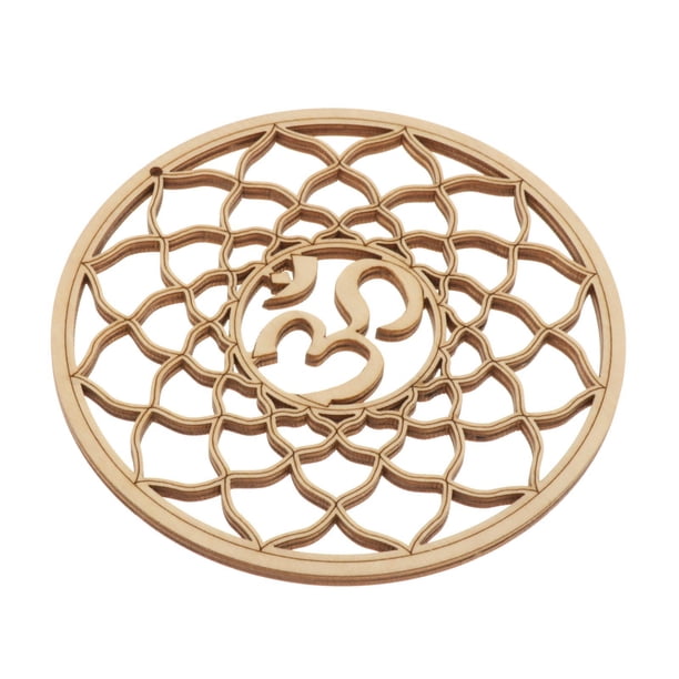 Adornos de geometría sagrada con forma de flor de la vida de madera cortada, decoración del hogar, letrero de madera para pared. Alto 14cm