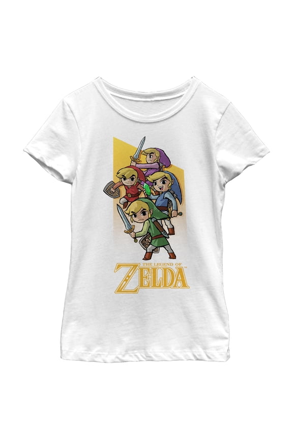 Girl's Nintendo Legend of Zelda Four Sword Link Graphic Tee White Small