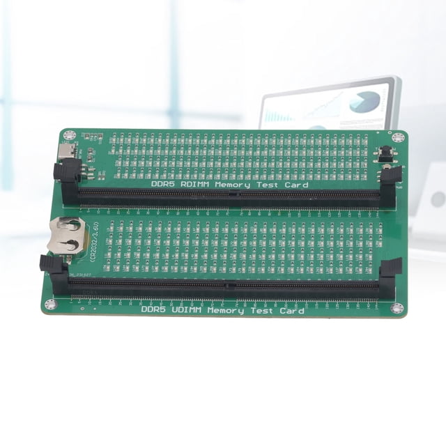 DDR5 Memory Test Card, PCB DDR5 Memory Tester Battery Powered Multipurpose with LED Indicator for R DIMM U DIMM Memory