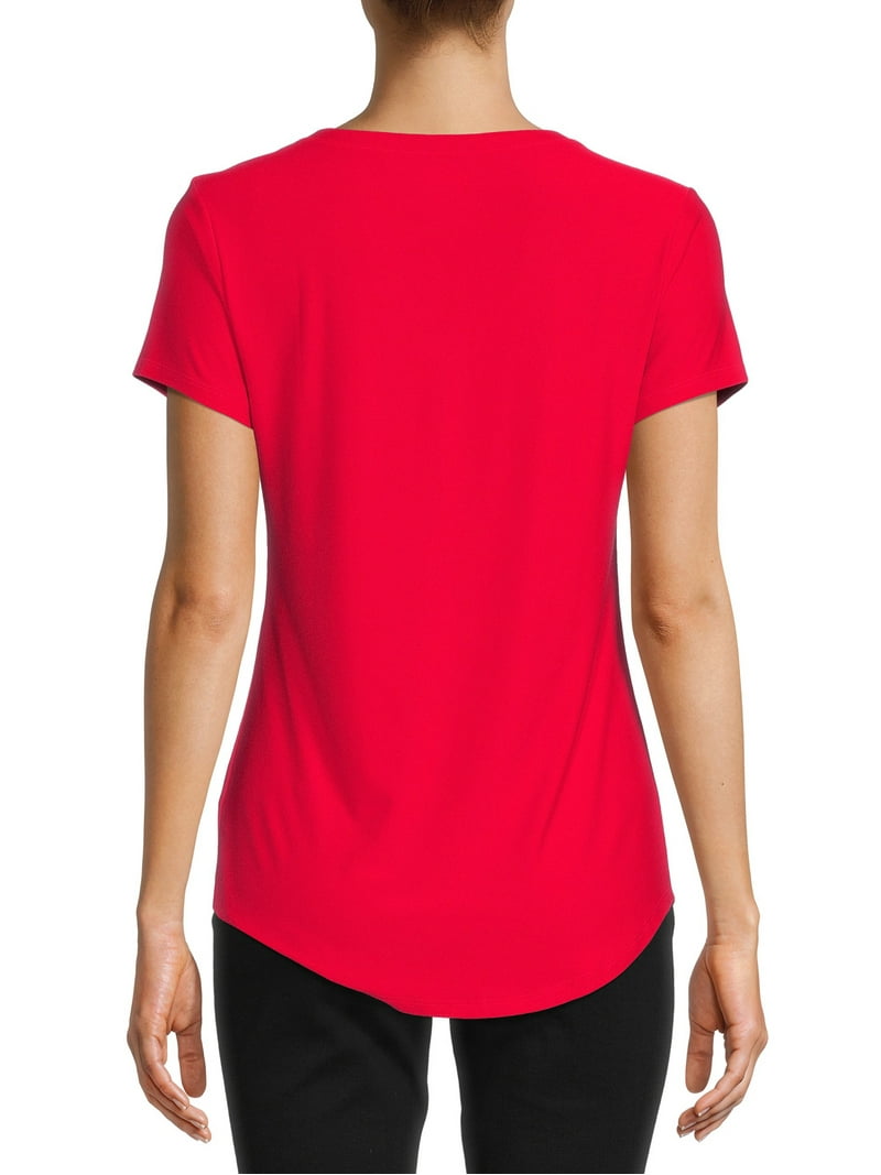 No Boundaries Juniors Brushed V-Neck T-Shirt with Short Sleeves, 2