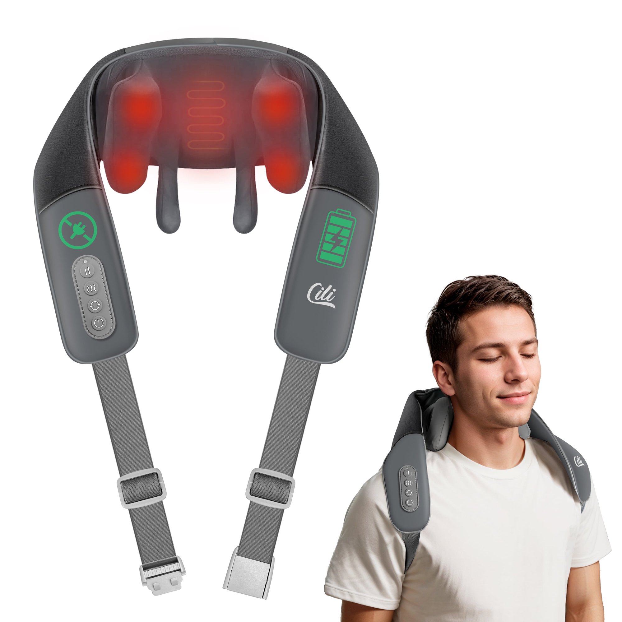 Cordless Neck Back Massager with Heat, Shiatsu Massager for Full Body, Gift