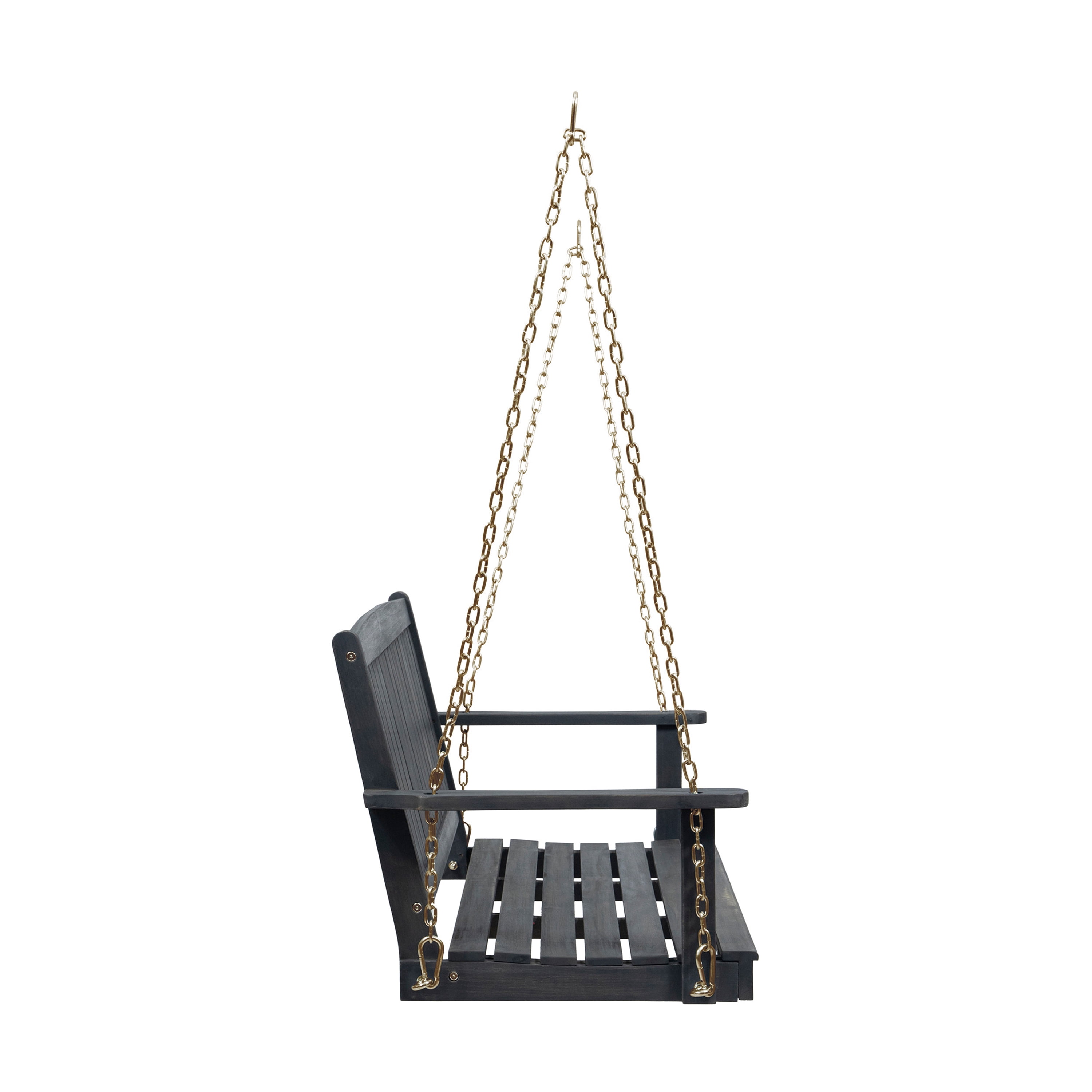 Maximo Outdoor Aacia Wood Porch Swing, Dark Gray