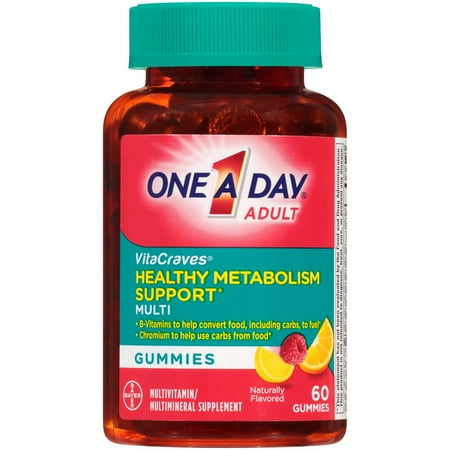 One A Day VitaCraves Multivitamin Gummies with Healthy Metabolism Support* , Supplement with Vitamins A, C, E, and B-Vitamins, 60 Count