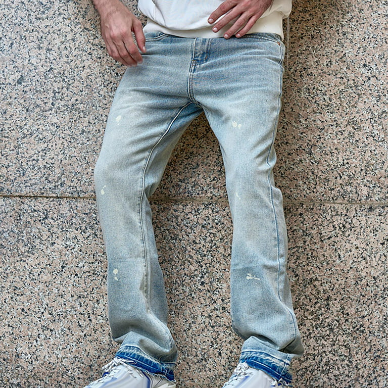 YYDGH Mens Stacked Jeans Slim fit Stretch Denim Pants Elastic