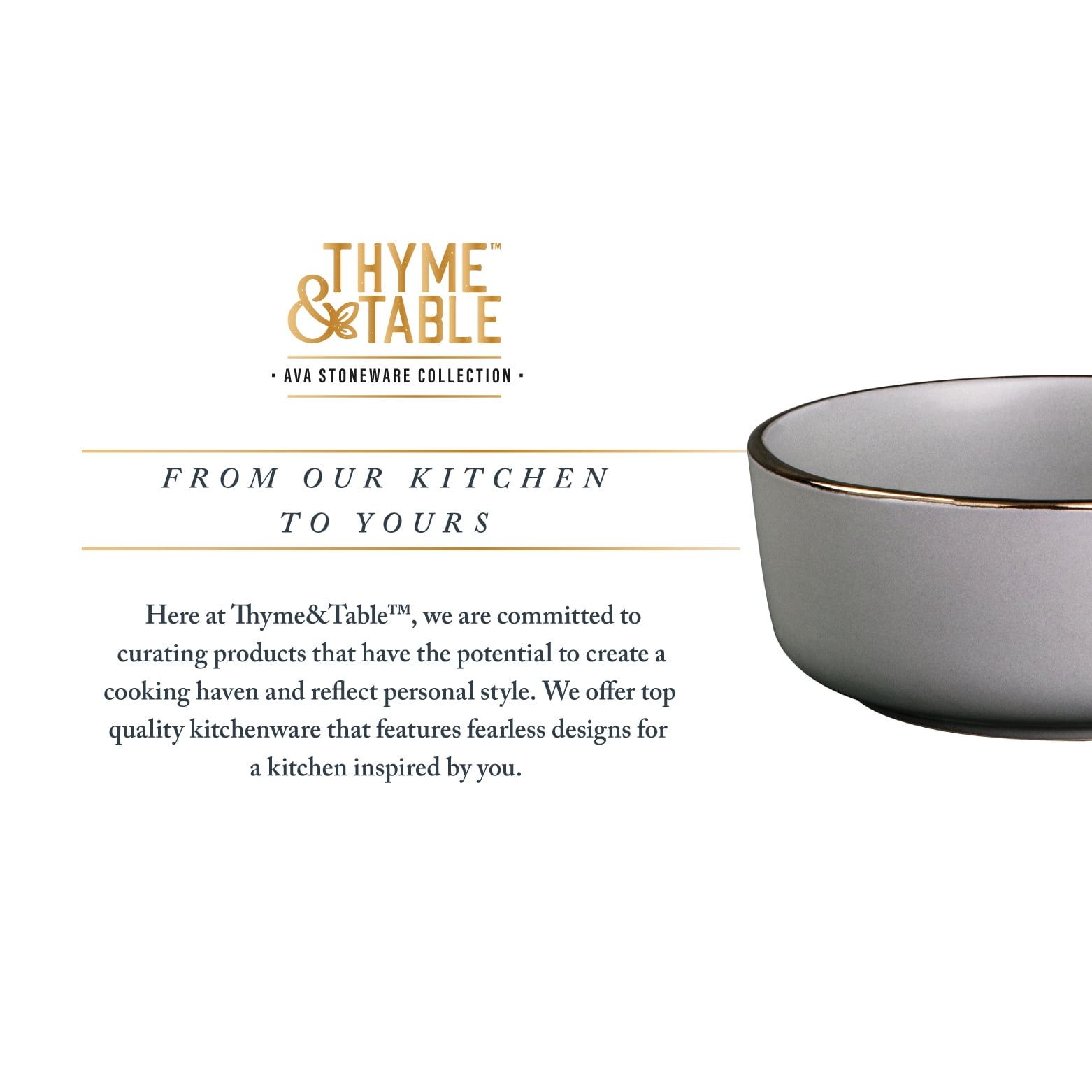 (2 pack) Thyme & Table Stoneware Ava Cereal Bowl, Grey