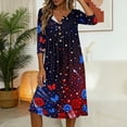 thumbnail image 6 of Wutalume Womens Summer Dresses Patriotic - 3/4 Sleeve Button-Down Mid-Length Lightweight Casual Sundress for July 4th BBQ ,Black L, 6 of 8