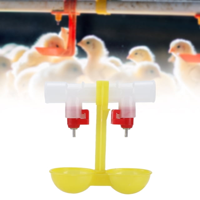 Double Chicken Nipple Waterer Drinker Automatic Hanging Drinking Cups Pet Poultry Waterer Chick Waterer 5 Set