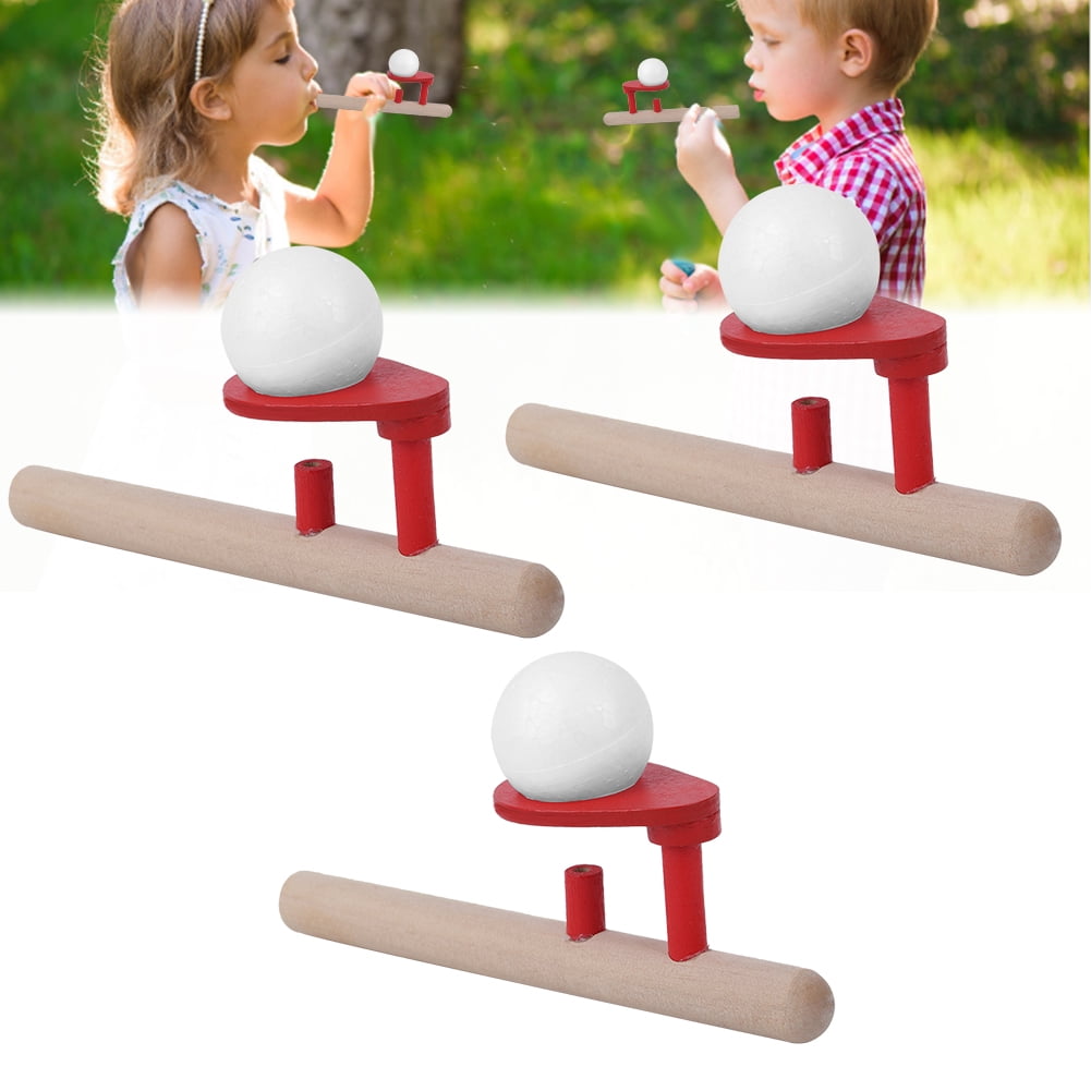 Fyydes Balances Blowing Toys,Floating Blow Pipe Balls Wooden Blowing