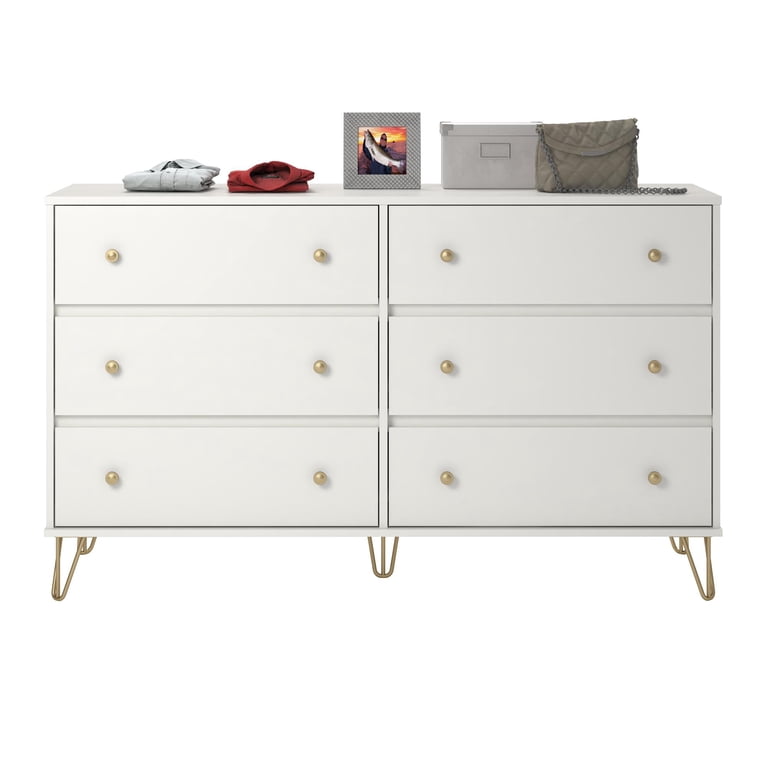 Novogratz Finley 6 Drawer Dresser, White - Walmart.com