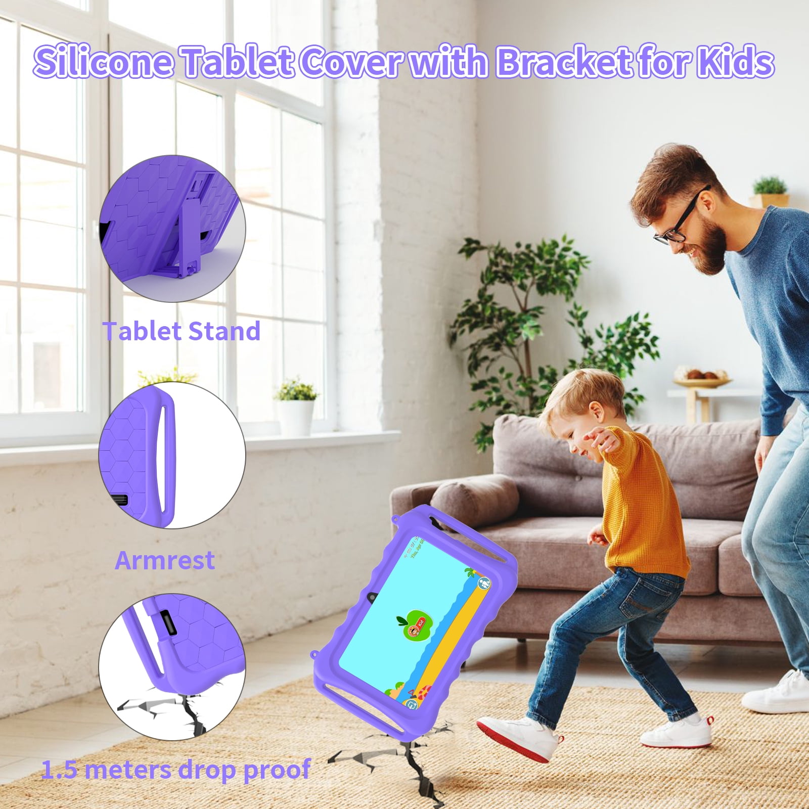 Kids Tablet, 7 inch Android 11 Tablet for Kids, 6(2+4) GB RAM 32GB ROM, Toddler Tablet with Bluetooth, GPS,WiFi,Parental Control, Dual Camera,Shockproof Case,Kids App Pre-Installed