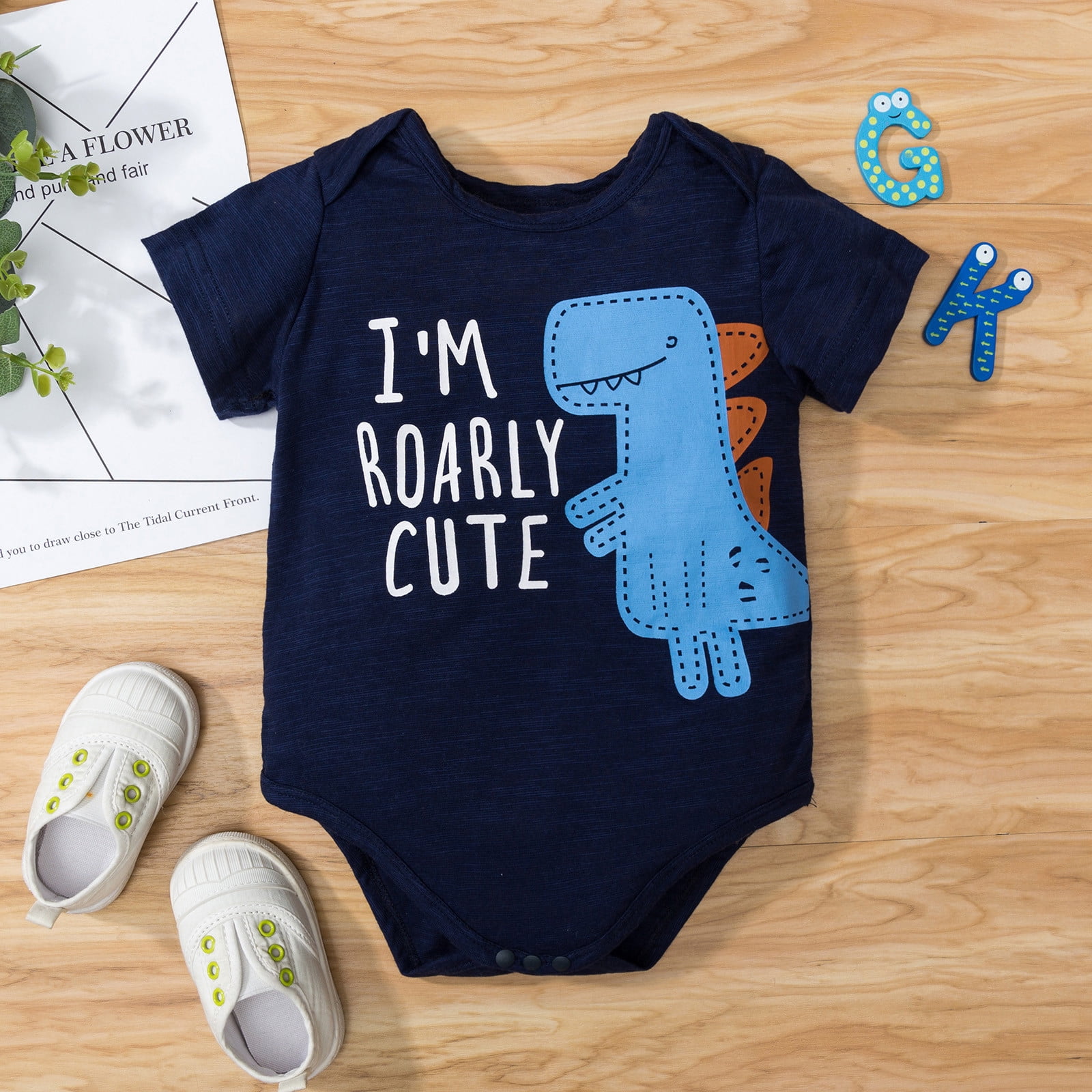 Blue Dinosaur Little Brother Bodysuit Printed Gift Top Pregnancy Reveal Babygrow