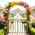 thumbnail image 2 of GIOTORENT 8ft Garden Arch with Gate, Heavy-Duty Powder-Coated Metal Arbor Trellis for Climbing Roses & Plants, 59" Wide Outdoor Wedding, Backyard & Patio Ceremony Decor, 2 of 9