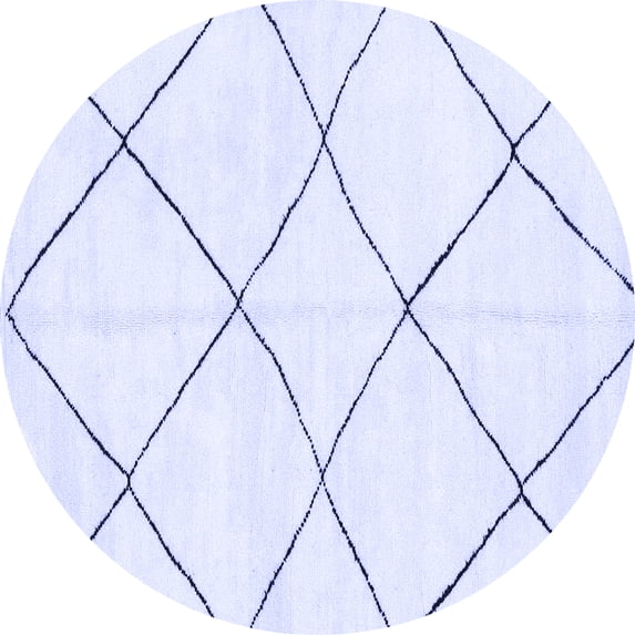 Ahgly Company Machine Washable Indoor Round Oriental Blue Modern Area Rugs, 6' Round
