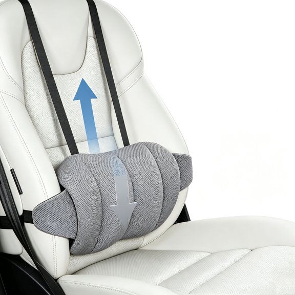 CHICAURA Lumbar Support Pillow , Memory Foam Seat Back Cushion for Car and Office Chair 1 Pack, Gray