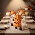 thumbnail image 5 of Halloween Tall Cylindrical Orange Woven Jack-O-Lantern Storage Basket with Curly Vine Stem Lid Hollow Handwoven Pumpkin Ornament Rustic Decor for Mantel Tiered Tray Farmhouse Party, 5 of 6