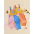 thumbnail image 4 of Toddler Kids Color Block Contrast Denim Overalls Adjustable Strap Full Length Bib Overall Romper, 4 of 10