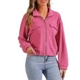 thumbnail image 4 of INSPIRE CHIC Fleece Short Jacket for Women's Fuzzy Stand Collar Long Sleeve Casual Crop Coat Hot Pink XS, 4 of 5