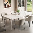 thumbnail image 5 of 79" Long Dining Table for 6-8 People, Large Rectangle Kitchen Table with Sturdy Metal Legs, Modern Industrial Dining Room Table with Round Corner,White Faux Marble/White, 5 of 8