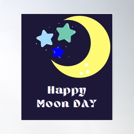 Happy Moon Day Poster Wall Art, Modern Wall Decor, 16x16 UNFRAMED