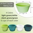 thumbnail image 3 of 24 Pack Silicone Cupcake Baking Cups, Reusable and Non-stick Cupcake Liners with 4 Colors, Muffin Molds for Party Halloween Christmas (Standard, Green), 3 of 6