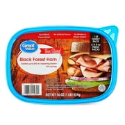 Great Value Thin Sliced Black Forest Ham Lunchmeat, Family Pack, 1lb, Resealable Plastic Tub, 10 G of Protein per 2oz Serving